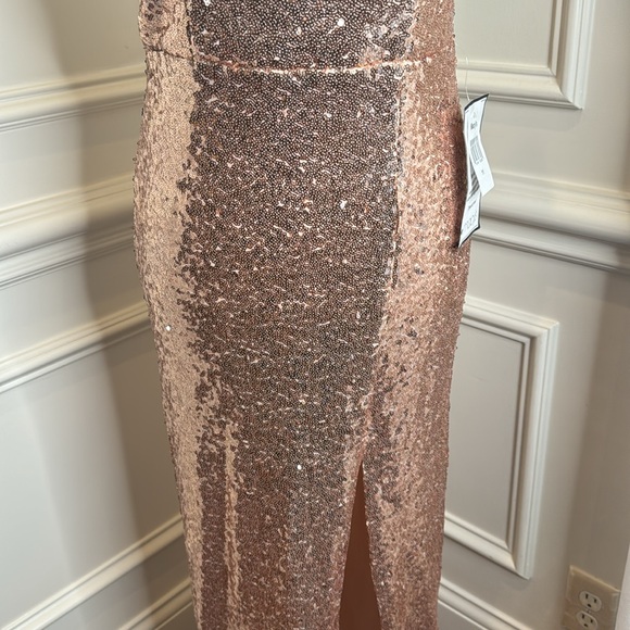 B Darlin Juniors’ Sequined Gown Maxi Dress Rose Gold NWT Size 11 Macy’s - Picture 7 of 15